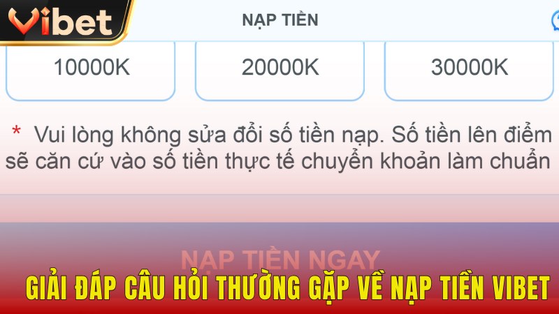 Giải đáp thắc mắc phổ biến trong quá trình nạp tiền Vibet